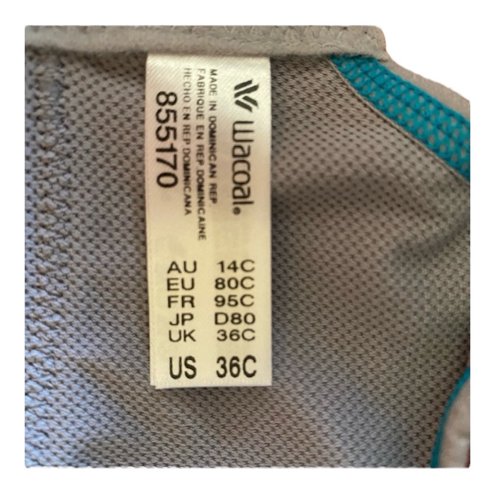 NWT Wacoal Gray and Teal Sports Bra  size 36C - Picture 4 of 7